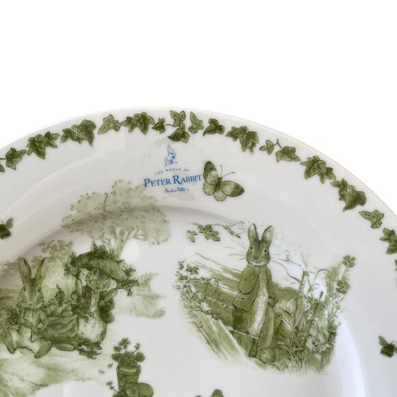 Beatrix Potter Peter Rabbit Green Toile EASTER Salad Plates 8in Set of 4 NEW - Picture 3 of 15